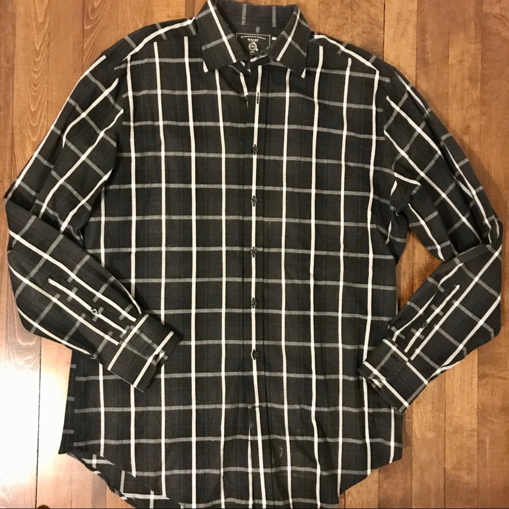 Men’s Dark Green Plaid Flannel Shirt